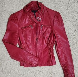 Guess Women's Red Leather Jacket